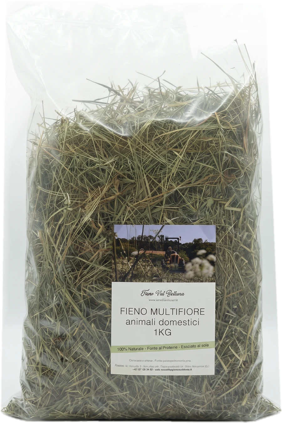 Sacchetto da 1 kg di Fieno Val Belluna, fieno multifiore per animali domestici